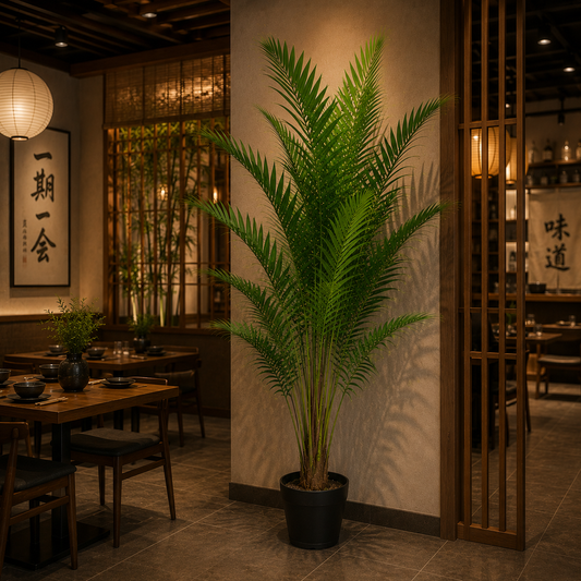 Planta Artificială Copac Tip Palmier Kentia, Cu Frunze Elegante, 230 cm, 18 frunze, Verde, cu Ghiveci