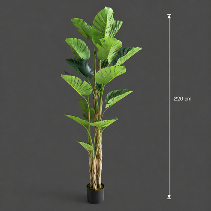Plantă Artificială Tip Monstera Deliciosa, 17 frunze, 220 cm, Verde