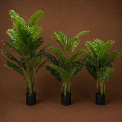 Planta Artificială Copac Tip Palmier Kentia, 12 frunze, 120 cm, Verde, cu Ghiveci