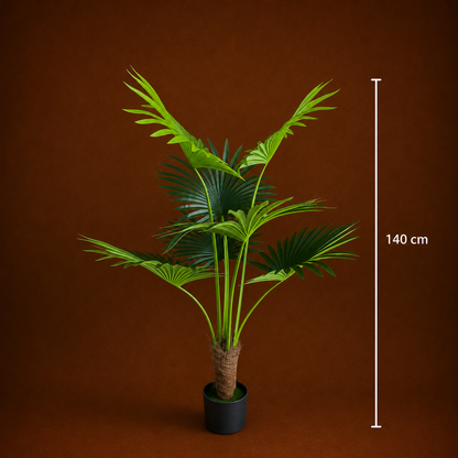 Plantă Artificială Tip Palmier Livistona Evantai, 7 frunze, 140 cm, Verde
