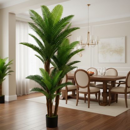 Planta Artificială Copac Tip Palmier, 3 Brate, 190 cm, Verde, cu Ghiveci