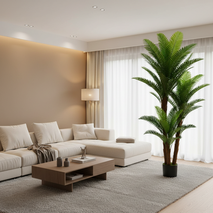 Planta Artificială Copac Tip Palmier, 3 Brate, 190 cm, Verde, cu Ghiveci
