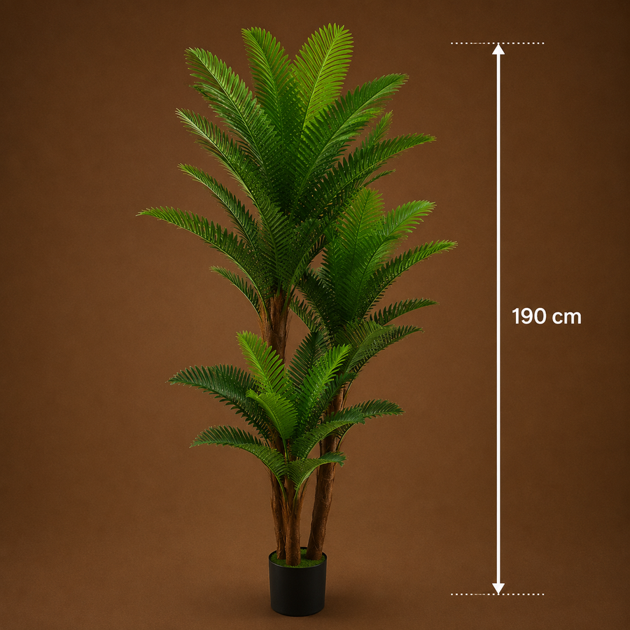 Planta Artificială Copac Tip Palmier, 3 Brate, 190 cm, Verde, cu Ghiveci