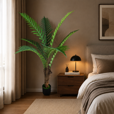 Planta Artificială Copac Tip Palmier Regal, 160 cm, 7 frunze, Verde, cu Ghiveci