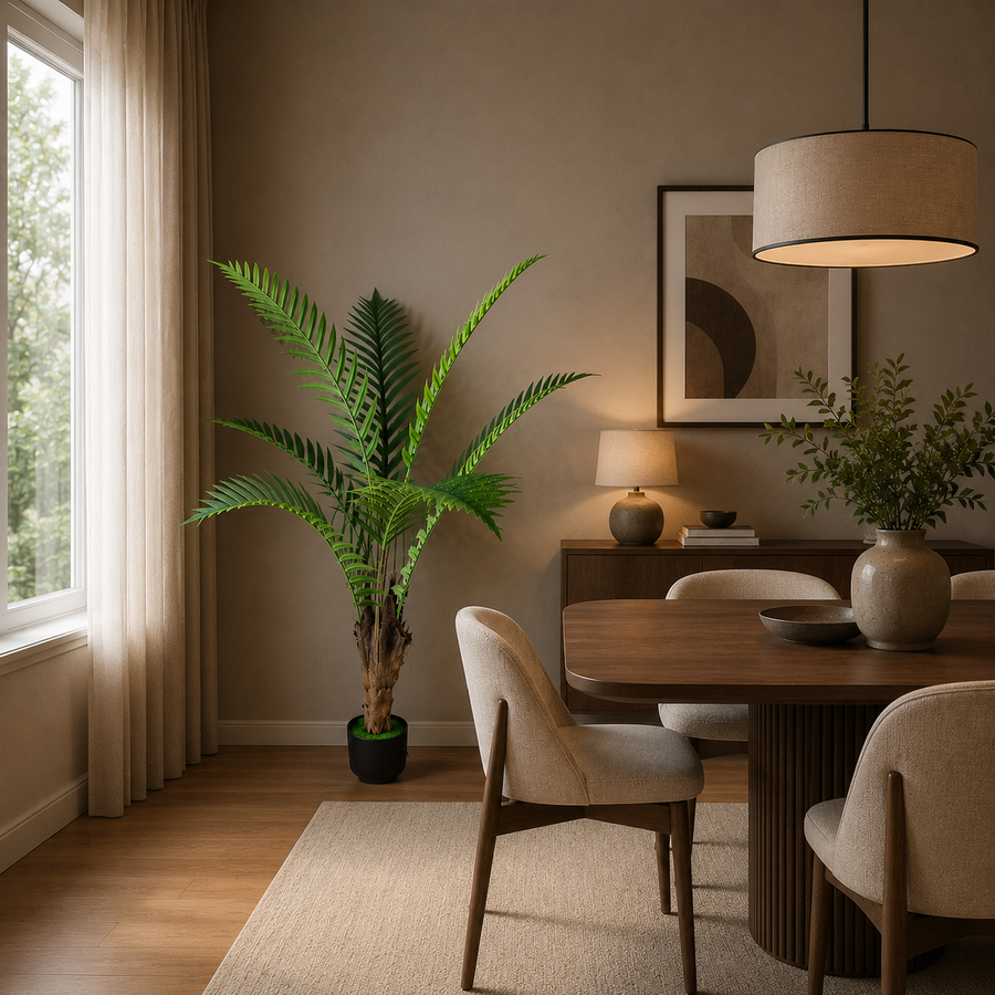 Planta Artificială Copac Tip Palmier Regal, 160 cm, 7 frunze, Verde, cu Ghiveci