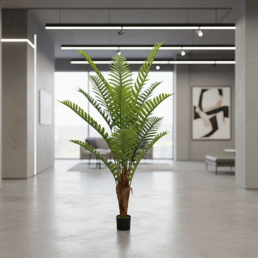 Planta Artificială Copac Tip Palmier Regal, 200 cm, 15 frunze, Verde, cu Ghiveci