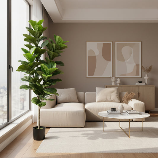 Planta Artificială Copac Tip Smochin, Frunze cu 4 ramificatii, 180 cm, Verde, cu Ghiveci