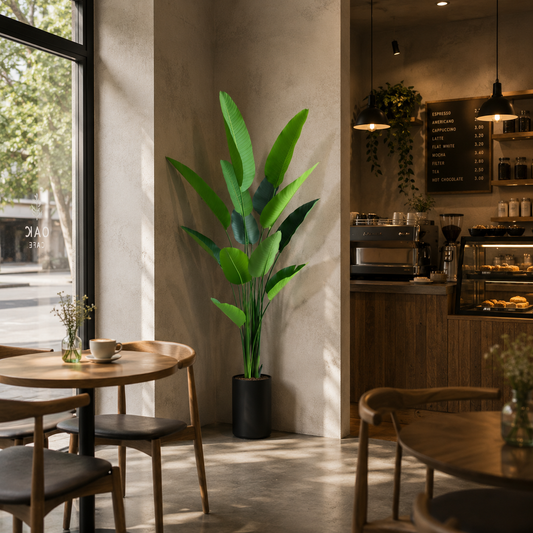 Plantă Artificială Tip Strelitzia Nicolai(Pasărea Paradisului), 180 cm, 13 frunze, Verde