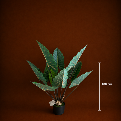 Plantă Artificială Tip Alocasia Cu Frunze Late, 100 cm, Verde