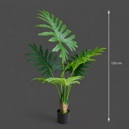 Plantă Artificială Tip Filodendron, 6 frunze, 120 cm, Verde
