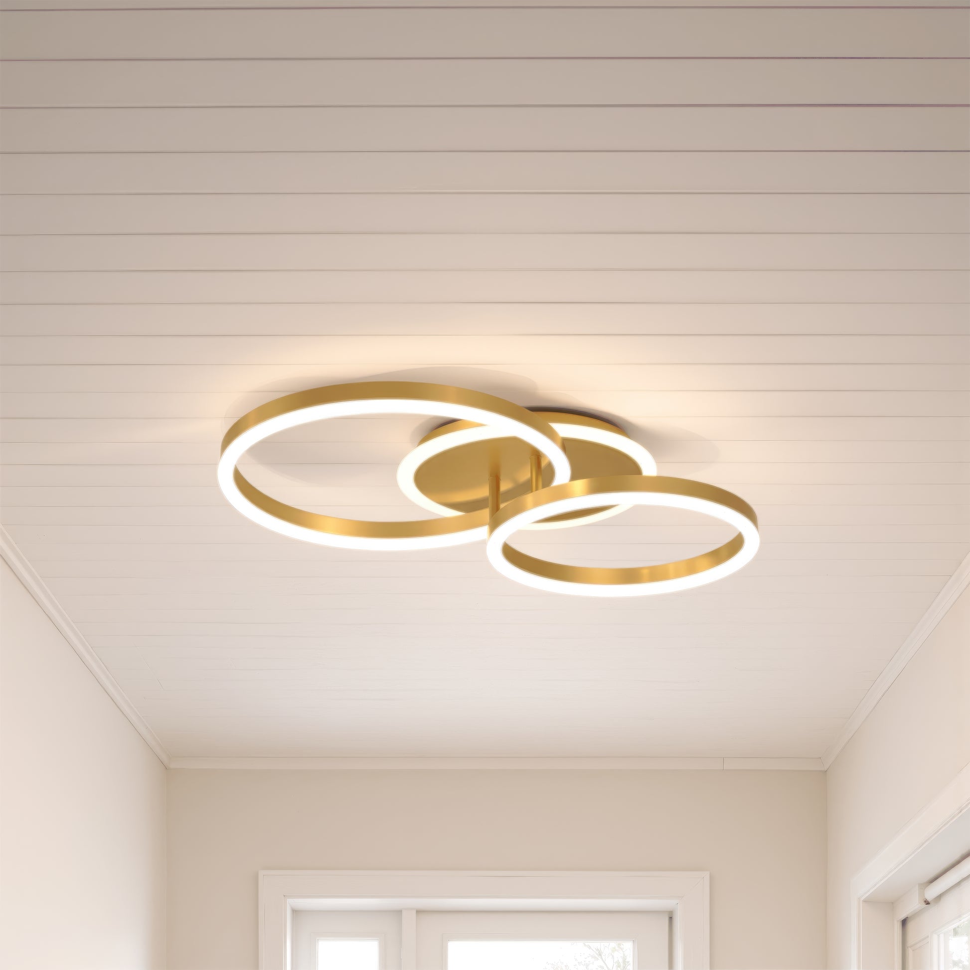 LED Chandelier with Remote Control RINOVA 66W, 2 Circles, Cold/Warm/Neutral Light, Dimmable, Shiny Gold LED Chandeliers with Remote Control Default Title Alessandro Design
