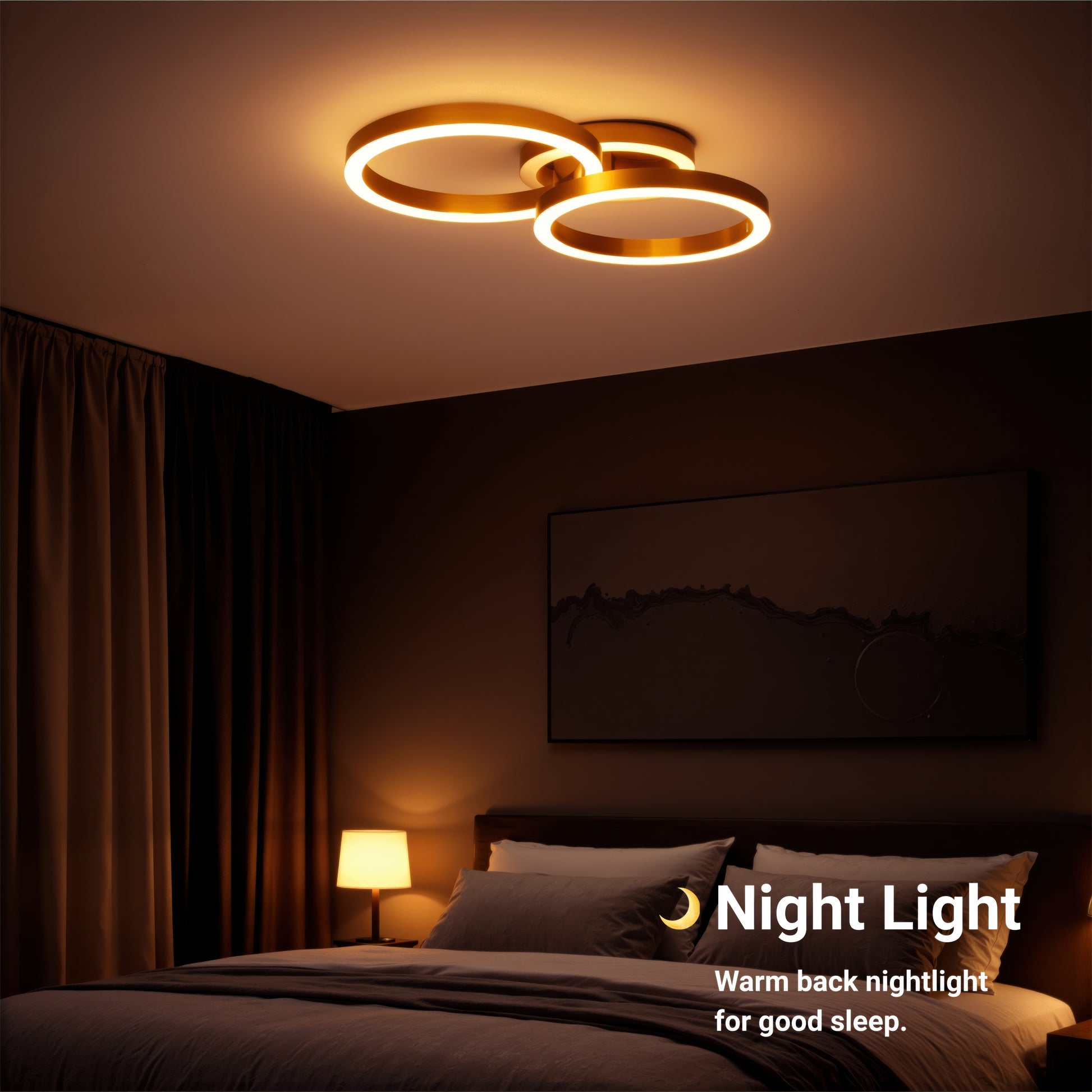 LED Chandelier with Remote Control RINOVA 66W, 2 Circles, Cold/Warm/Neutral Light, Dimmable, Shiny Gold LED Chandeliers with Remote Control Default Title Alessandro Design