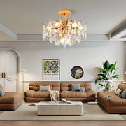 Candelabru Cristal Fiamma, 6x E14, Diametru 45cm, Auriu, Metal si Cristal Candelabre Cristal Default Title Alessandro Design