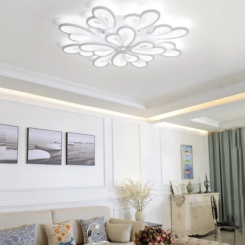 LED chandelier with remote control BLOSSOM 146W, 12 Petals, Cold/Warm/Neutral light 3000k/4000k/6000k, Dimmable, White LED chandelier with remote control Default Title Alessandro Design