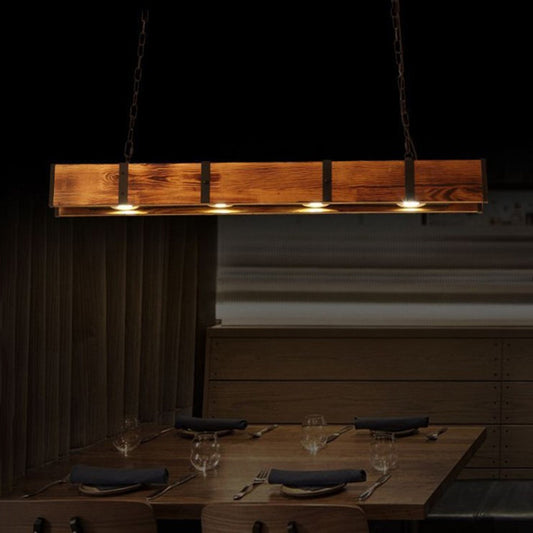Lustra LED Vintage LV565/4, 12W, 3000K, Rustic Barn, Lemn si Metal, 100cm, Galben Lustre Vintage Default Title Alessandro Design