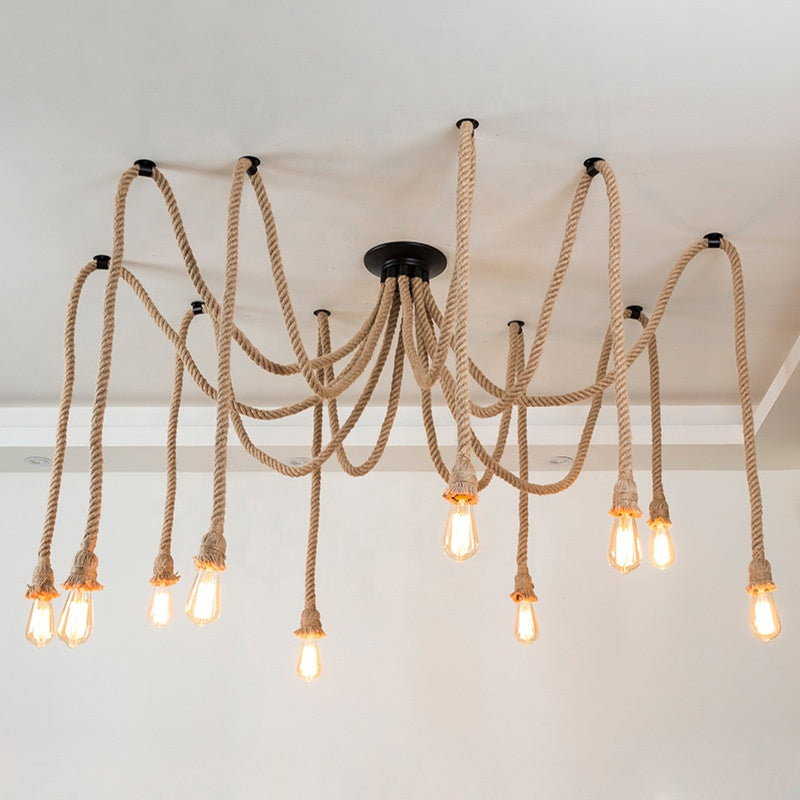 Vintage Chandelier LV120/10BK, 10xE27, Rustic, String and Metal, 2x100cm, Black Support Vintage Chandeliers Default Title Alessandro Design