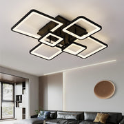 LED Chandelier with remote control ELLA 120W, 6 Squares, Cold/Warm/Neutral light, Dimmable, Black, Metal and Acrylic LED Chandeliers with Remote Control Default Title Alessandro Design
