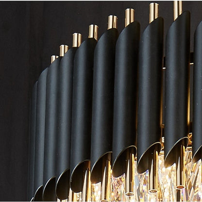 Crystal Chandelier VERSAILLES Eleganza 8x E14, 48 cm, Shiny Gold and Black, Adjustable Height Crystal Chandeliers Default Title Alessandro Design