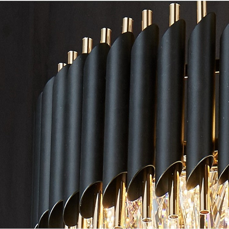 Crystal Chandelier VERSAILLES Eleganza 8x E14, 48 cm, Shiny Gold and Black, Adjustable Height Crystal Chandeliers Default Title Alessandro Design