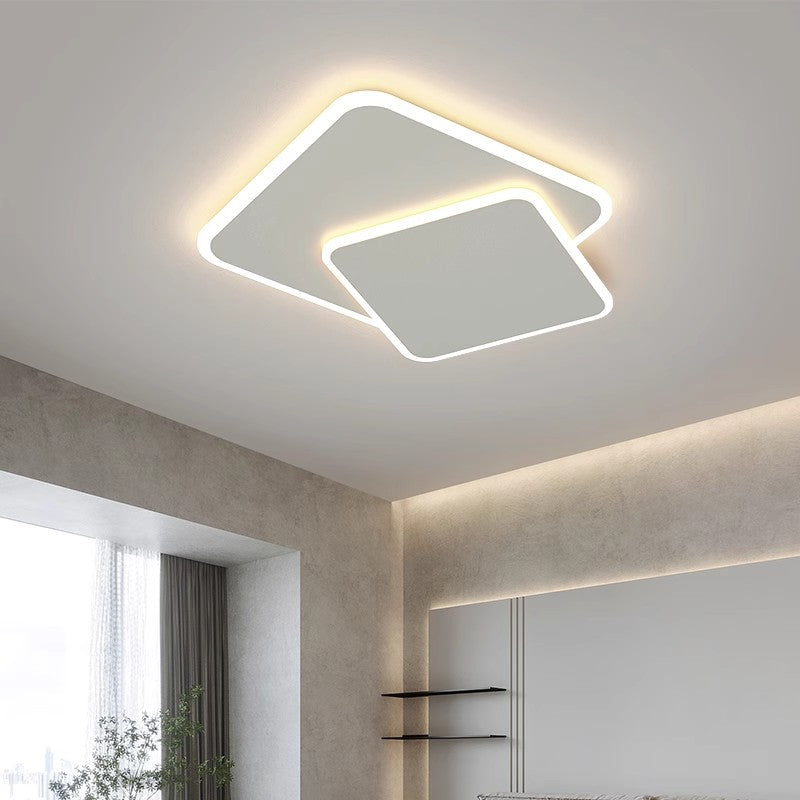 LED chandelier with remote control FUTURA LUMINA 66W, 2 Squares, Cold/Warm/Neutral light, Dimmable, White LED chandelier with remote control Default Title Alessandro Design