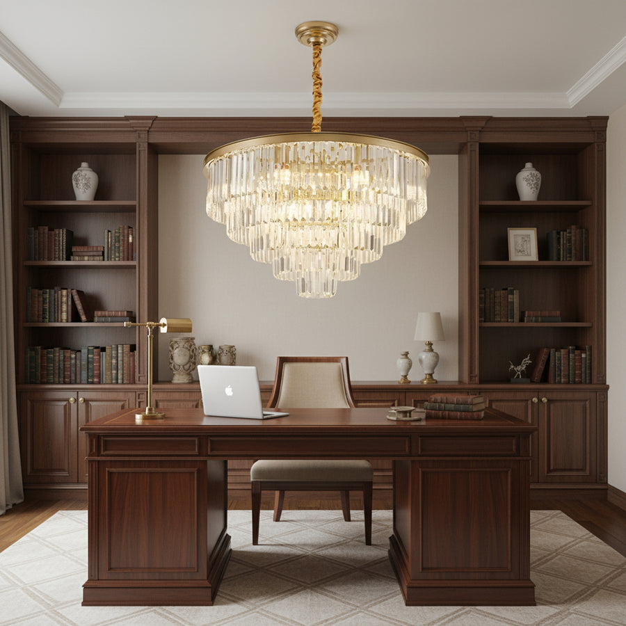 Crystal Chandelier CHAMBORD Eleganza 8xE14, Diameter 48cm, Matt Gold Crystal Chandeliers Default Title Alessandro Design