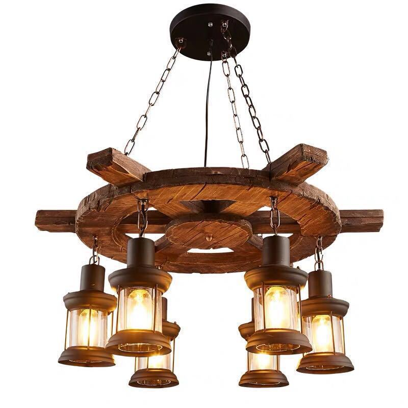 Lustra Vintage LV592/6BK, 6xE27, Rustic Barn, Sfoara si Metal, 70cm, Maro Lustre Vintage Default Title Alessandro Design