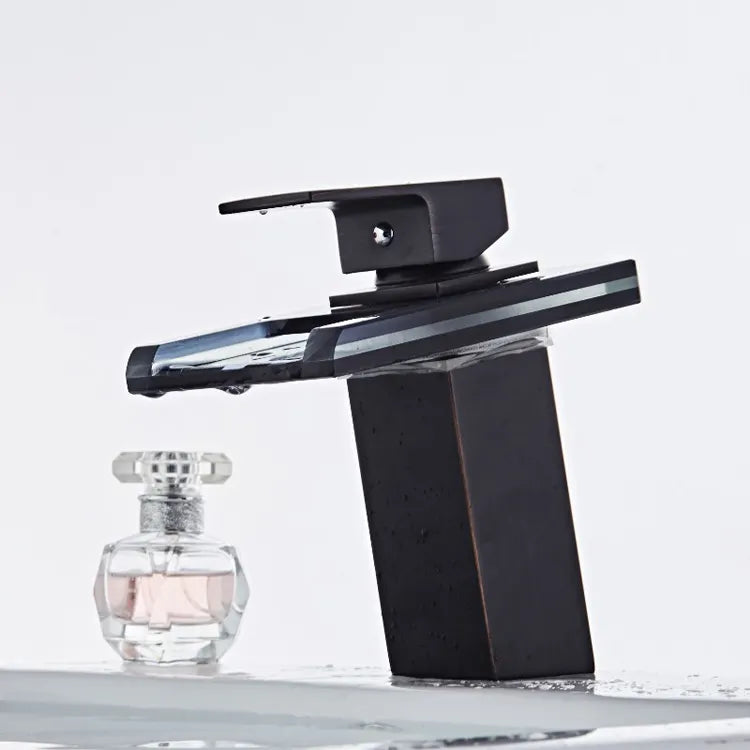 Basin Faucet, Alloy and Glass, Black, OD3007 Bathroom Faucets Default Title Alessandro Design