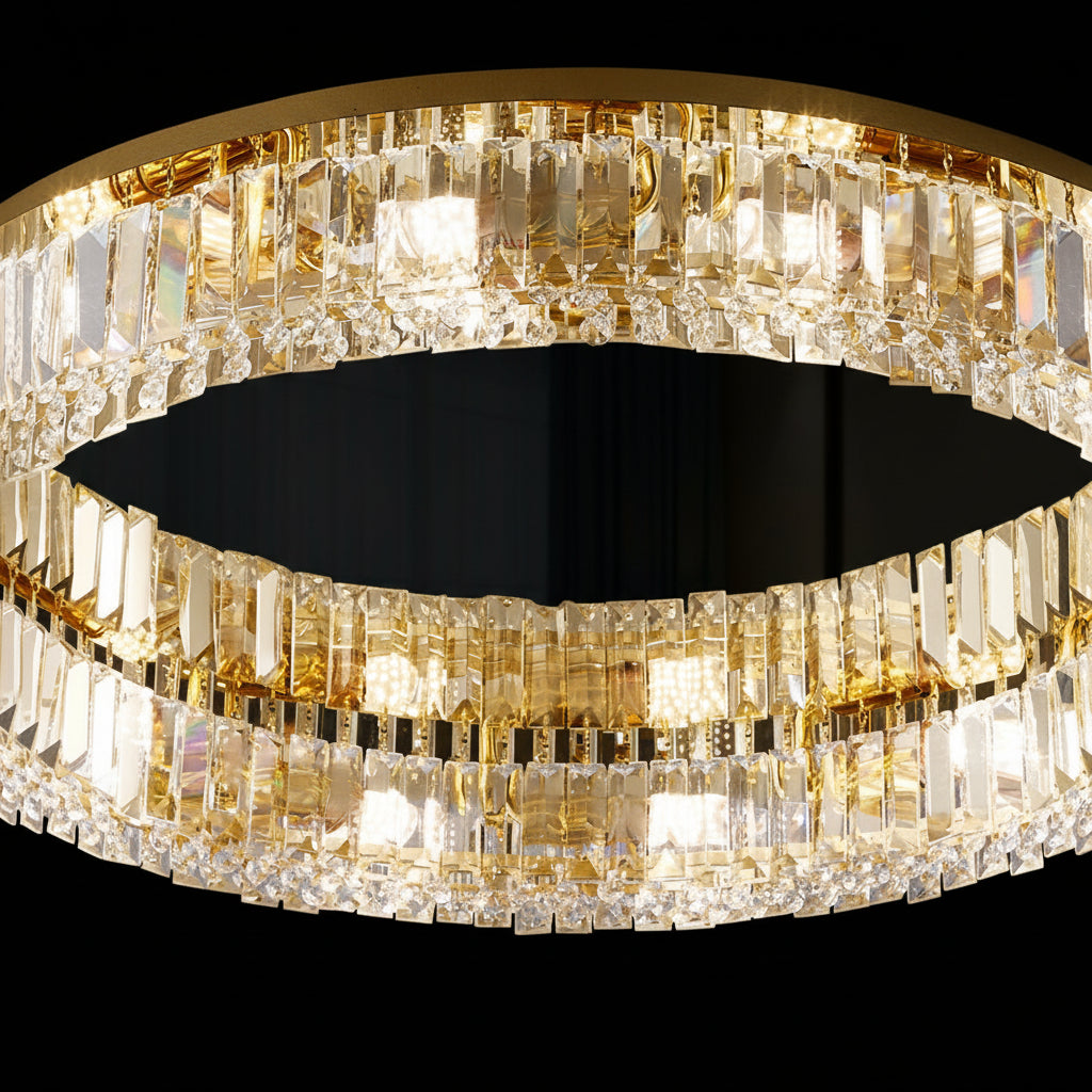 Lustra LED cu telecomanda si cristal VERTUS 18W, 30cm, Cerc, lumina Rece/Calda/Neutra, Dimabila, Auriu Lustre LED cu Telecomanda Default Title Alessandro Design