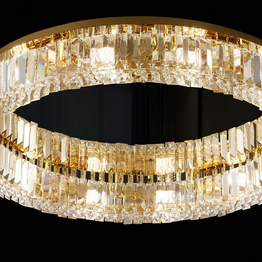 Lustra LED cu telecomanda si cristal VERTUS 18W, 30cm, Cerc, lumina Rece/Calda/Neutra, Dimabila, Auriu Lustre LED cu Telecomanda Default Title Alessandro Design