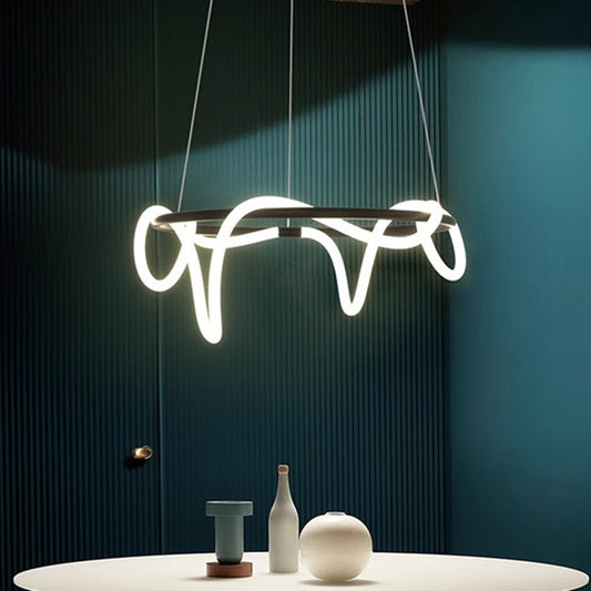 LED Chandelier DIVINO Black 91W with Flexible Silicone Tube, Diameter 60cm - Adjustable Light 3000K/4000K/6000K Modern Chandeliers Default Title Alessandro Design