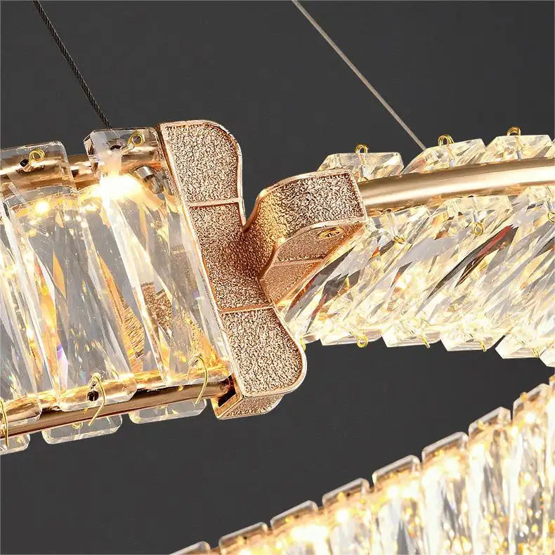 Suspended LED crystal chandelier PRISM REGAL 117W, 2 Circles, Cold/Warm/Neutral light, Dimmable, Golden, Height Adjustable Crystal LED Chandeliers Default Title Alessandro Design