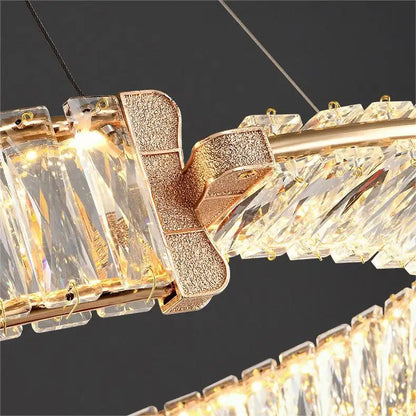 Suspended LED crystal chandelier PRISM REGAL 117W, 2 Circles, Cold/Warm/Neutral light, Dimmable, Golden, Height Adjustable Crystal LED Chandeliers Default Title Alessandro Design