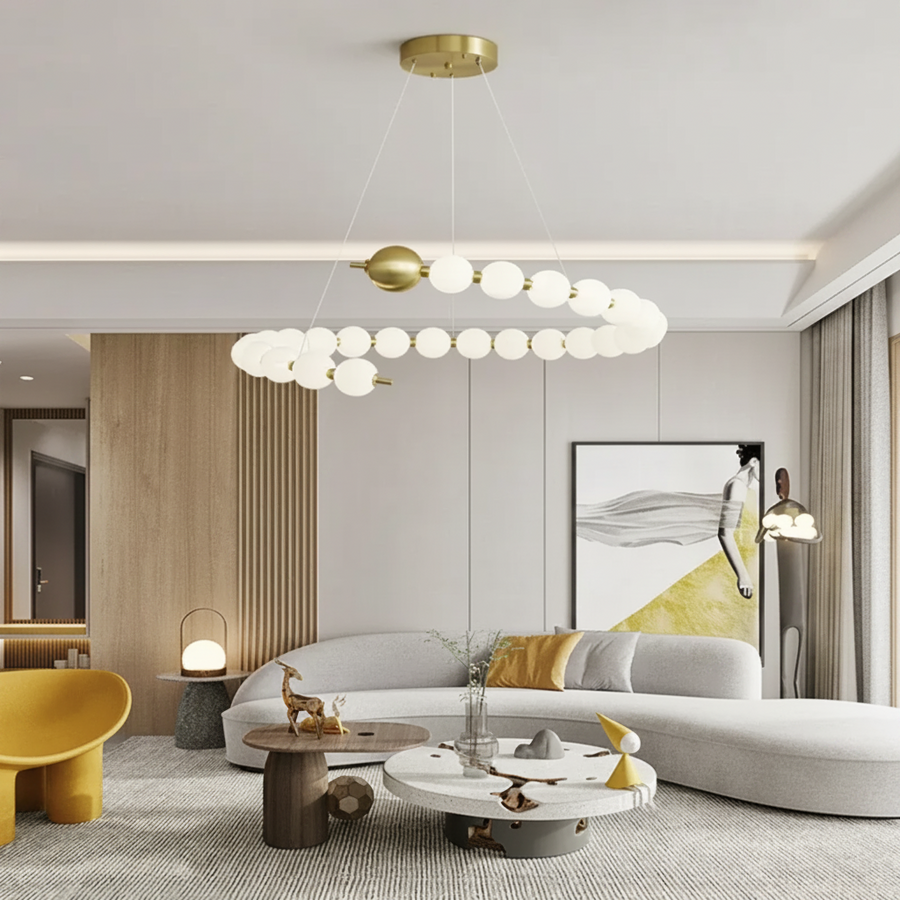 Aurelia 41W Acrylic LED Hanging Chandelier with Remote Control, Dimmable, 3000K/4000K/6000K, Gold, Metal and Acrylic LED Chandeliers with Remote Control Default Title Alessandro Design