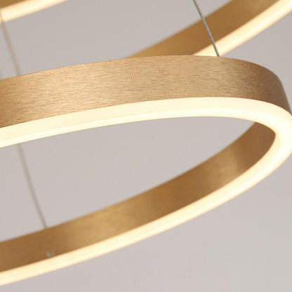 Suspended LED chandelier with remote control CHRISTINE, 41W, 2 Circles, Cold/Warm/Neutral light, Dimmable, Shiny Gold, Height Adjustable LED Chandeliers with Remote Control Default Title Alessandro Design