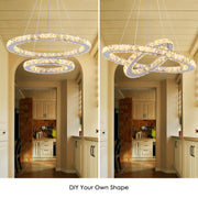 LED Chandelier with remote control and crystal PRISM LUMINIS 58W, 2 Circles, Cold/Warm/Neutral light, Dimmable, Chrome and White, Adjustable Height LED Chandeliers with Remote Control Default Title Alessandro Design