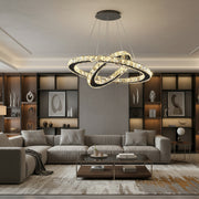 LED Chandelier with remote control and crystal PRISM LUMINIS 58W, 2 Circles, Cold/Warm/Neutral light, Dimmable, Chrome and White, Adjustable Height LED Chandeliers with Remote Control Default Title Alessandro Design