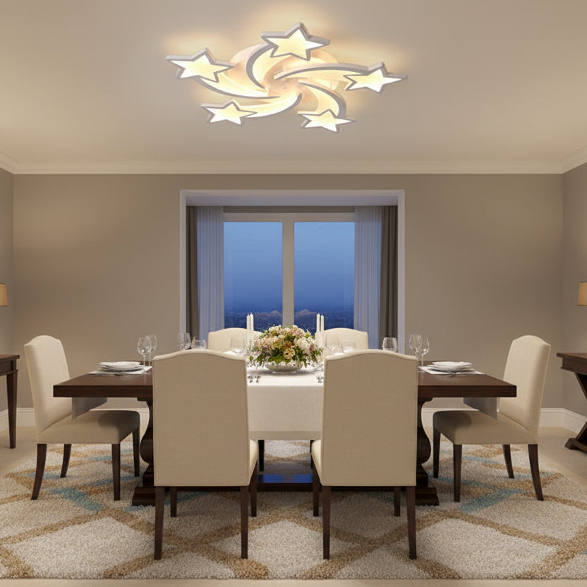 LED chandelier with remote control IPOMOEA 85W, 5 Stars, Cold/Warm/Neutral light, Dimmable, White LED chandelier with remote control Default Title Alessandro Design