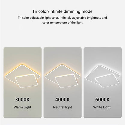 LED chandelier with remote control FUTURA LUMINA 66W, 2 Squares, Cold/Warm/Neutral light, Dimmable, White LED chandelier with remote control Default Title Alessandro Design