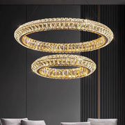Lustra LED cu Telecomanda, LLC132/300GD, Cristal si Metal, 37W, 2 Cerc, Dimabila, 3000K/4000K/6000K, Iluminat Luxos Lustre LED cu Telecomanda Default Title Alessandro Design