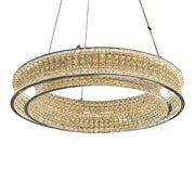 Lustra LED cu Telecomanda, LLC160/500CH, Cristal si Metal, 54W, 1 Cerc, Dimabila, Inaltime Reglabila, Lumina Rece/Calda/Neutra, Iluminat Luxos Lustre LED cu Telecomanda Default Title Alessandro Design