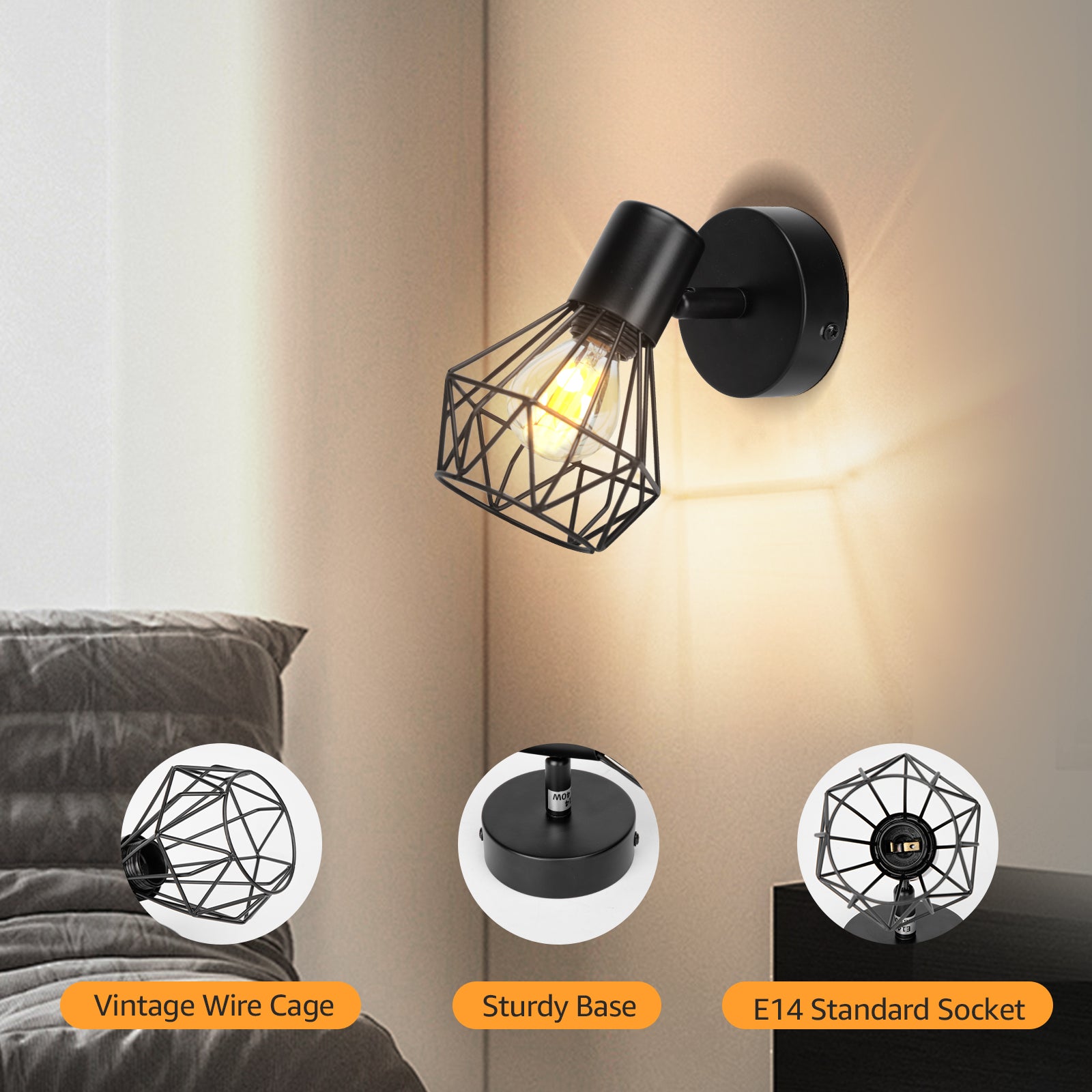 Lustra cu Abajur, GRACIE, Diamant, 1XE14, Negru, Metal Lustre Clasice Default Title Alessandro Design