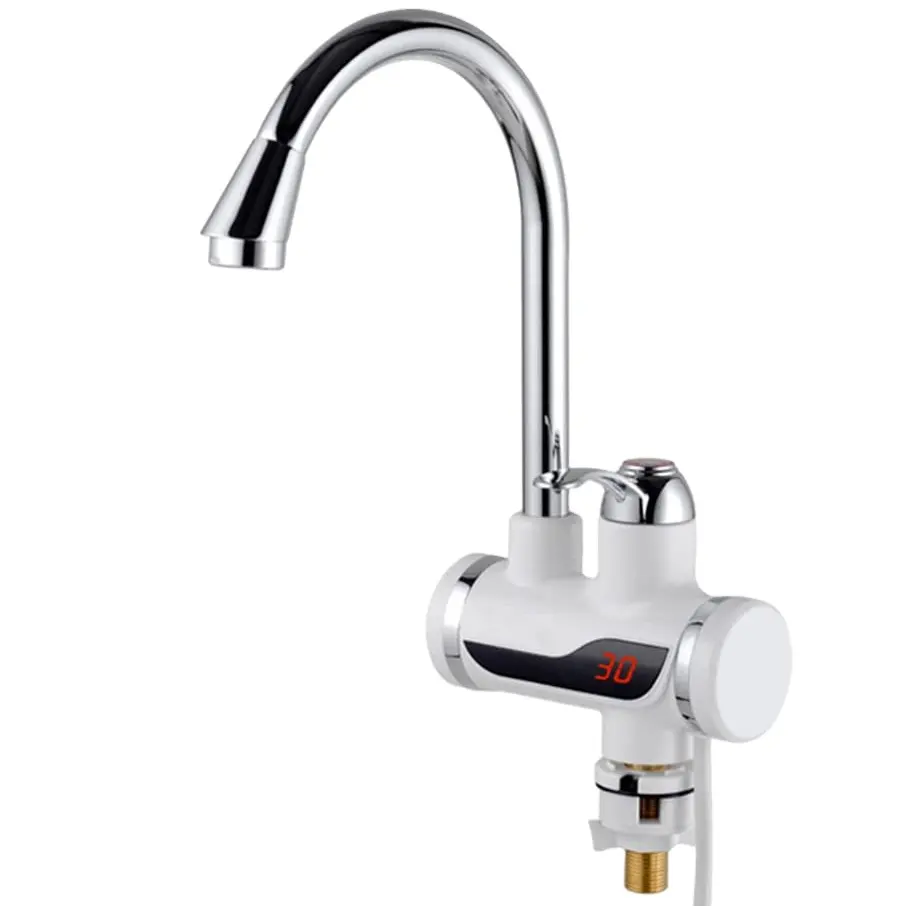 Electric Faucet with Instant Water Heating, LED Temperature Display, Horizontal with Sink/Tub Mount, Power 3000 W, Hot Water 30°C-60°C, White, Z007XDT Kitchen Faucets Default Title Alessandro Design