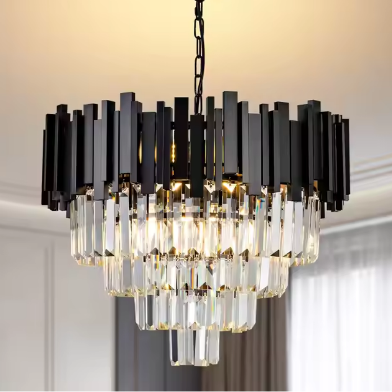 BLOIS Magno Crystal Chandelier 8x E14 D60 cm Black Gold Height Adjustable Crystal Chandeliers Default Title Alessandro Design
