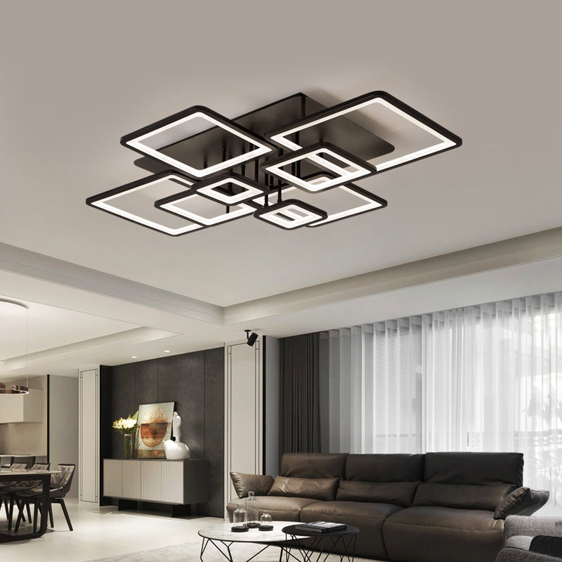 LED Chandelier with remote control ELLA 186W, 8 Squares, Cold/Warm/Neutral light, Dimmable, Black LED Chandeliers with Remote Control Default Title Alessandro Design