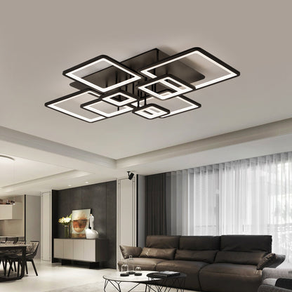 LED Chandelier with remote control ELLA 186W, 8 Squares, Cold/Warm/Neutral light, Dimmable, Black LED Chandeliers with Remote Control Default Title Alessandro Design