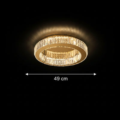 LED chandelier with remote control and crystal VERTUS 18W, 30cm, Circle, Cold/Warm/Neutral light, Dimmable, Gold