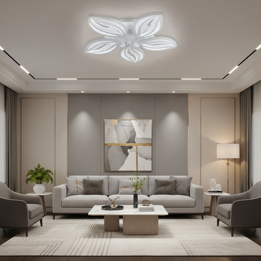 LED chandelier with remote control ORCHID 66W, 5 Petals, Cold/Warm/Neutral light, Dimmable, White LED chandelier with remote control Default Title Alessandro Design