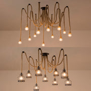 Vintage Chandelier LV121/10BK, 10xE27, Rustic, String and Metal, 2x100cm, Black Support Vintage Chandeliers Default Title Alessandro Design