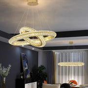Lustra LED cu Telecomanda, LLC132/300GD, Cristal si Metal, 37W, 2 Cerc, Dimabila, 3000K/4000K/6000K, Iluminat Luxos Lustre LED cu Telecomanda Default Title Alessandro Design