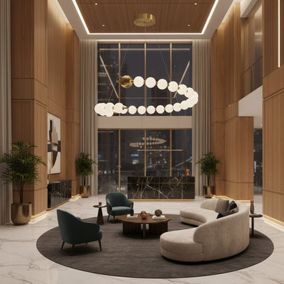 Aurelia 41W Acrylic LED Hanging Chandelier with Remote Control, Dimmable, 3000K/4000K/6000K, Gold, Metal and Acrylic